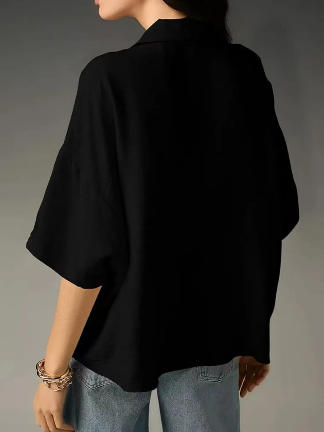 Collared Neck Half Sleeve Blouse - JUST - JEN BOUTIQUE