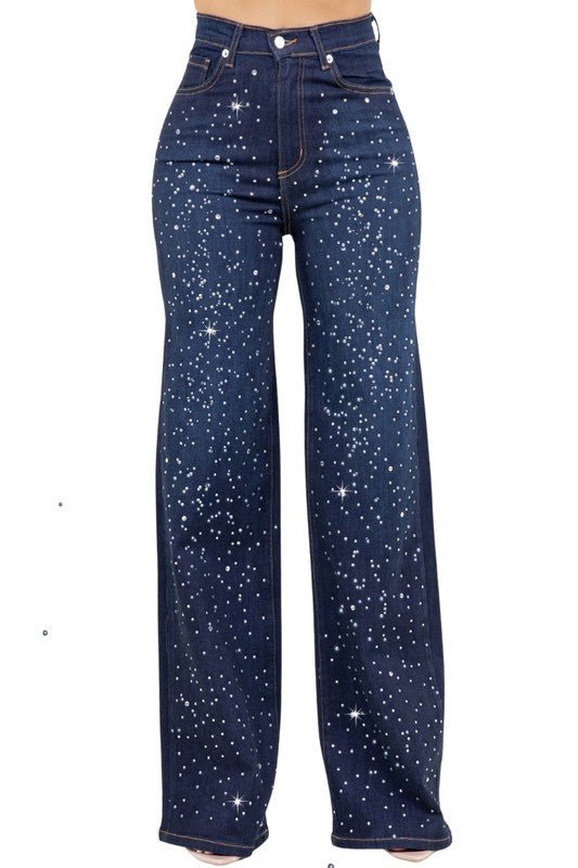 Olivia Rhinestone Wide Leg Jean - JUST - JEN BOUTIQUE
