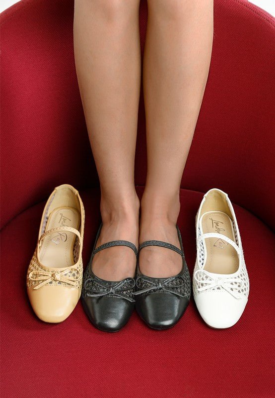 Omela Woven Bow Detail Ballerinas - JUST - JEN BOUTIQUE