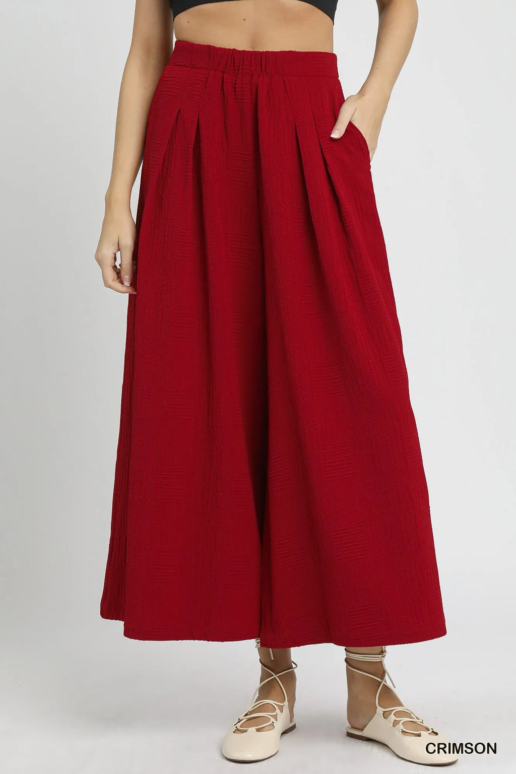 Umgee Elastic Waist Wide Leg Pants - JUST - JEN BOUTIQUE