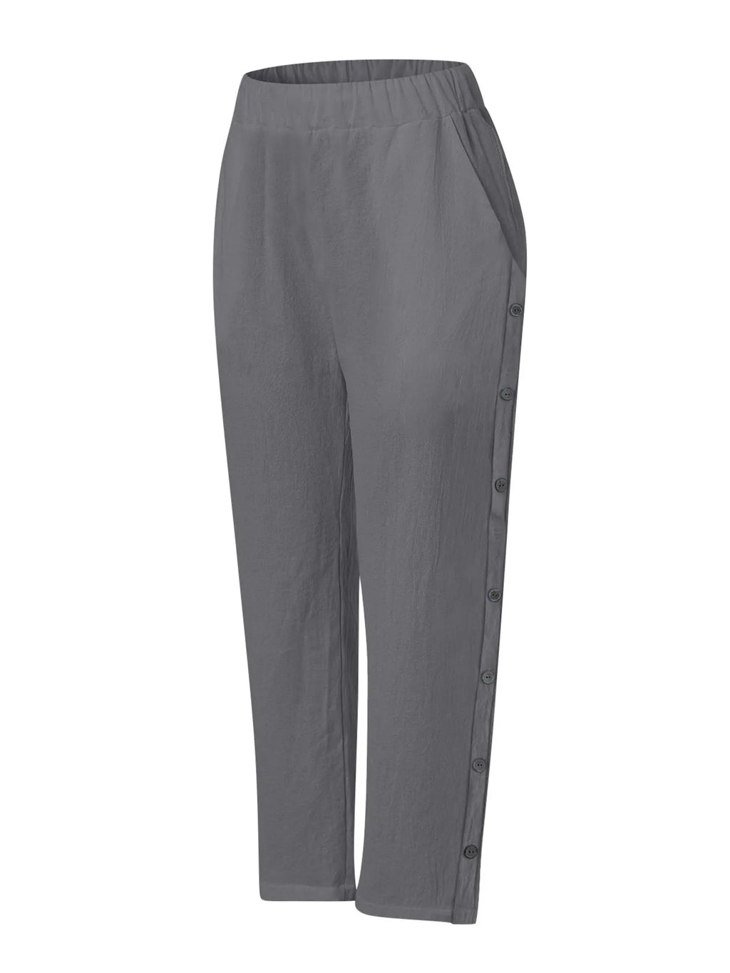 Full Size Side Decor Button Casual Wide Leg Pants Plus Size - JUST - JEN BOUTIQUE