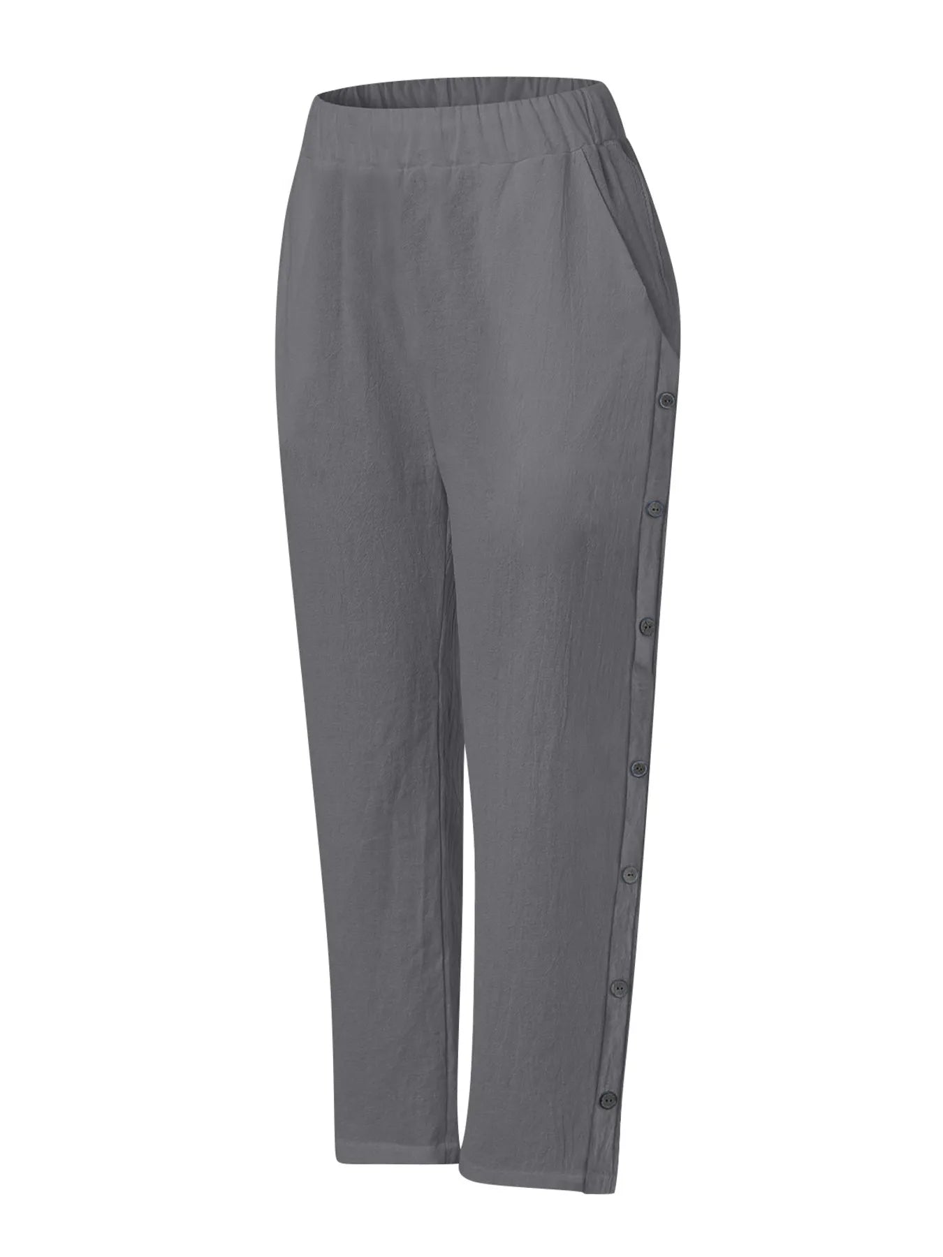Full Size Side Decor Button Casual Wide Leg Pants Plus Size - JUST - JEN BOUTIQUE