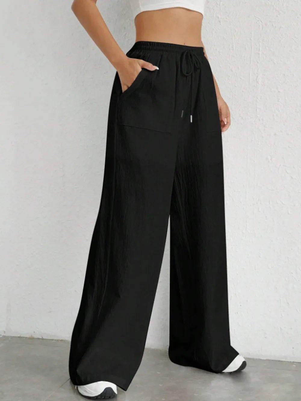 Drawstring Wide Leg Pants - JUST - JEN BOUTIQUE