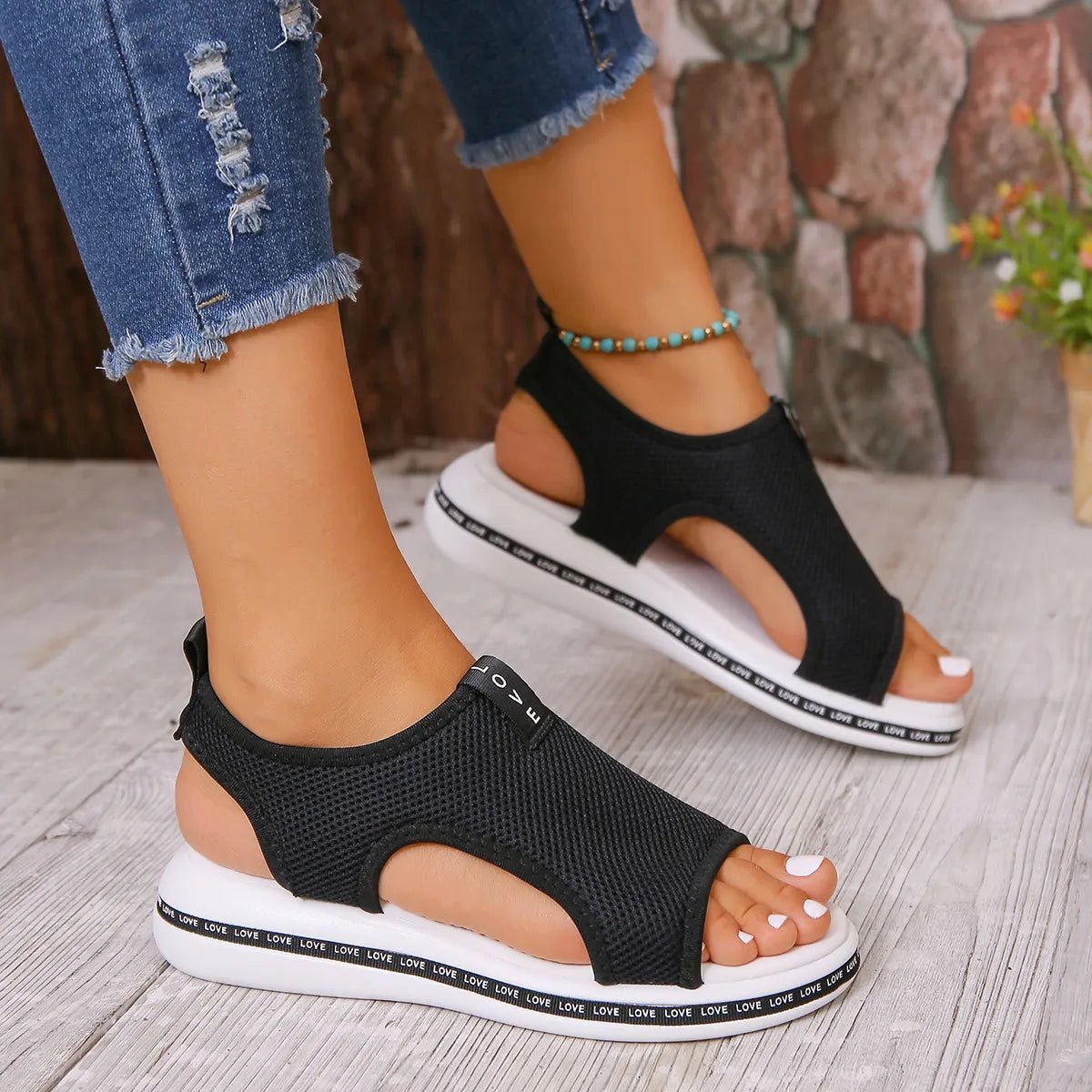 Mesh Open Toe Platform Sandals - JUST - JEN BOUTIQUE