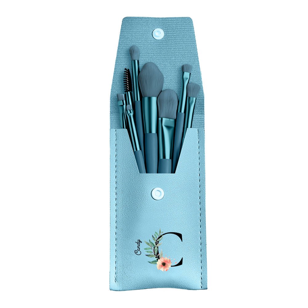 Personalized Flower PU Leather Makeup Brush Bag with 8 Pcs Makeup Brushes Gift for Her - JUST - JEN BOUTIQUE