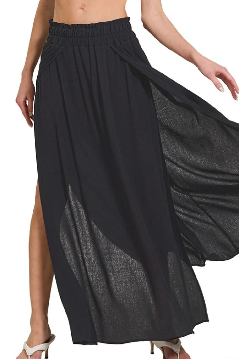 Zenana Woven Crinkle Gauze Long Skirts - JUST - JEN BOUTIQUE