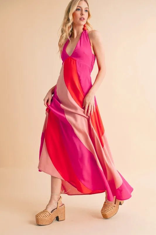 Aemi+Co Color Block Sleeveless Maxi Dress - JUST - JEN BOUTIQUE