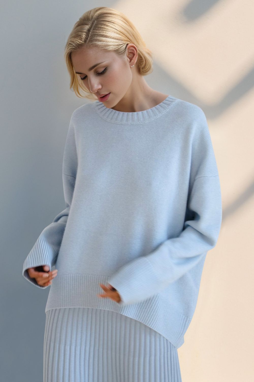 Basic Bae Round Neck Dropped Shoulder Sweater