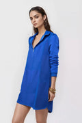 Double Take Textured Quarter Zip Long Sleeve Dress - JUST - JEN BOUTIQUE