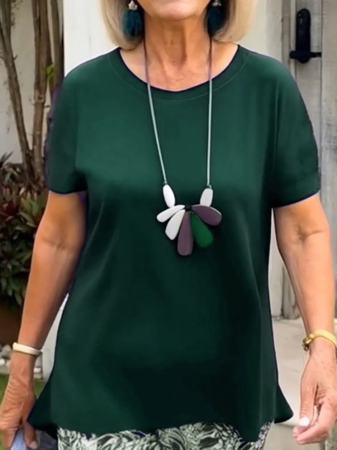 Full Size Round Neck Short Sleeve Top and Pants Set Plus Size - JUST - JEN BOUTIQUE