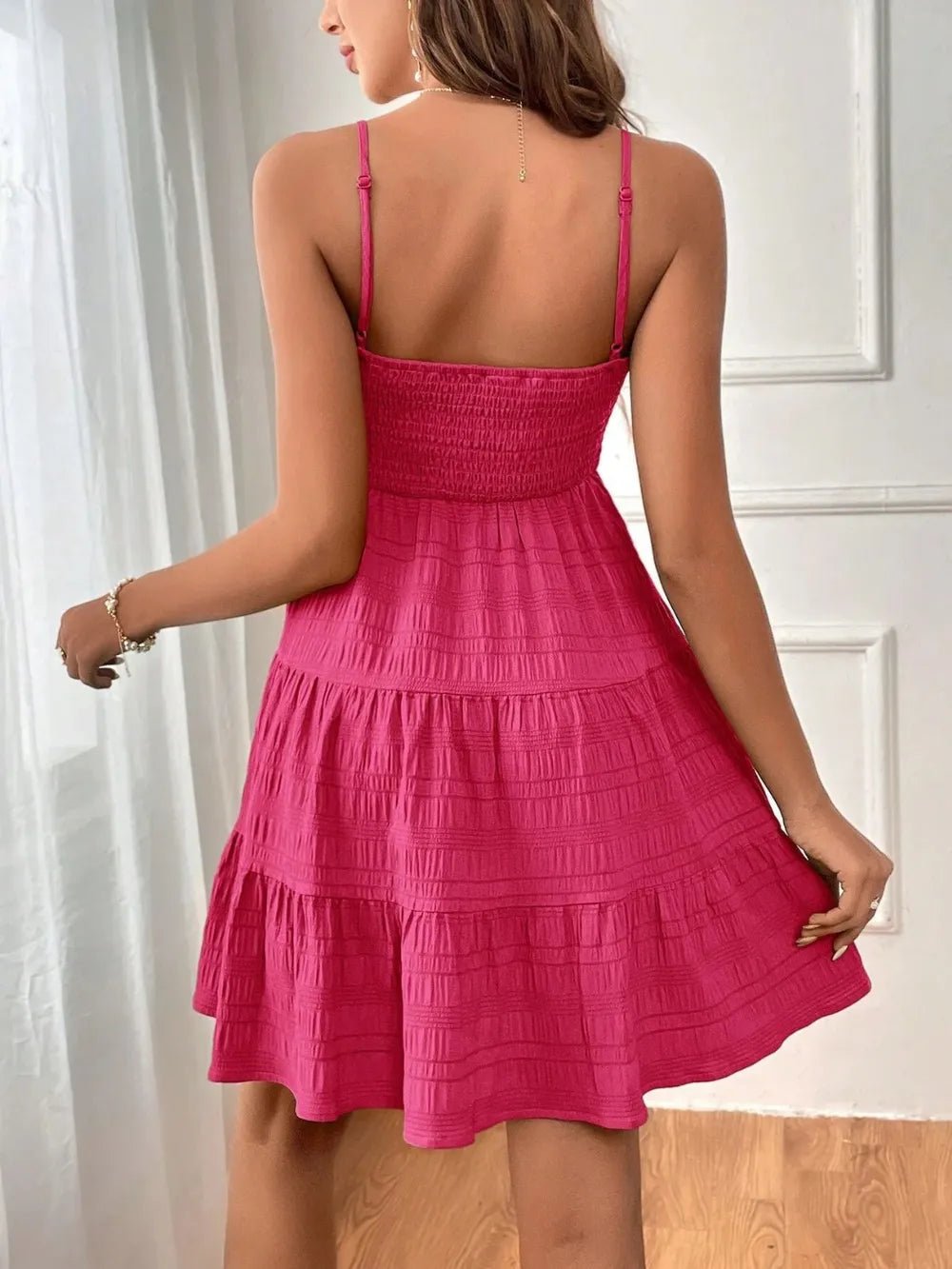 Tiered Smocked Square Neck Cami Dress - JUST - JEN BOUTIQUE