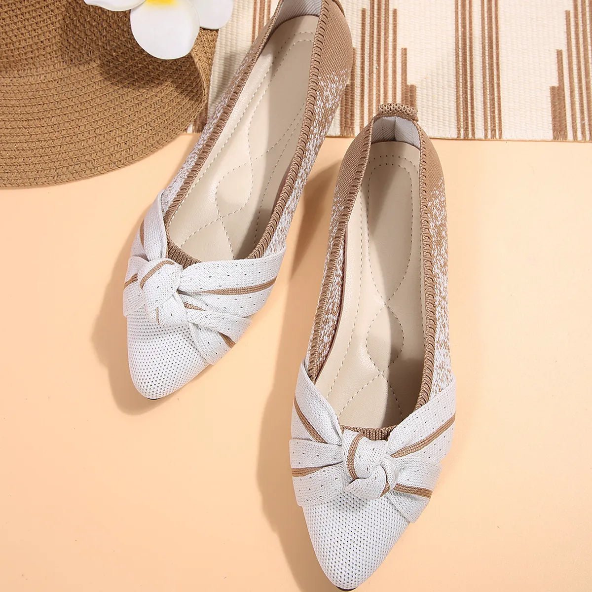 Contrast Point Toe Flats Slip - Ons - JUST - JEN BOUTIQUE