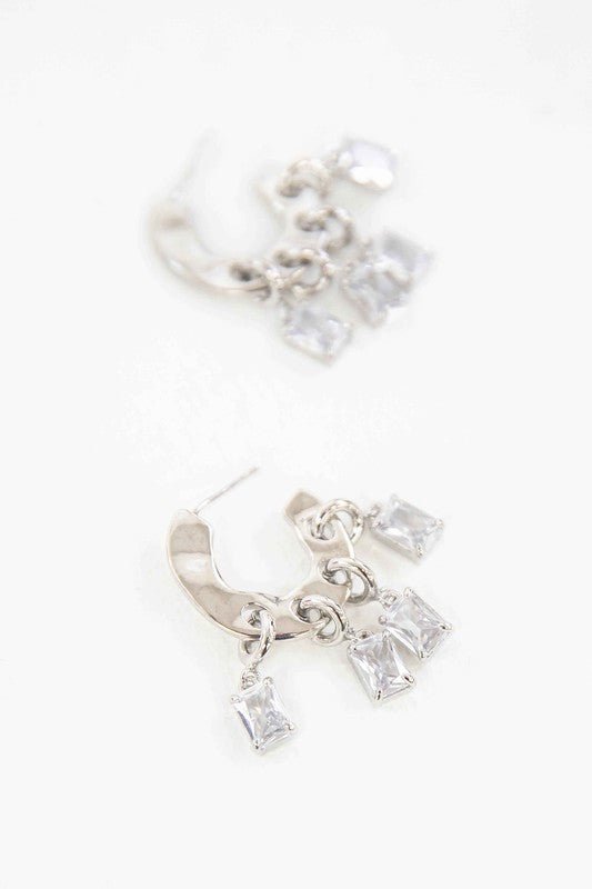 Rectangle Stone Hoop Earrings - JUST - JEN BOUTIQUE
