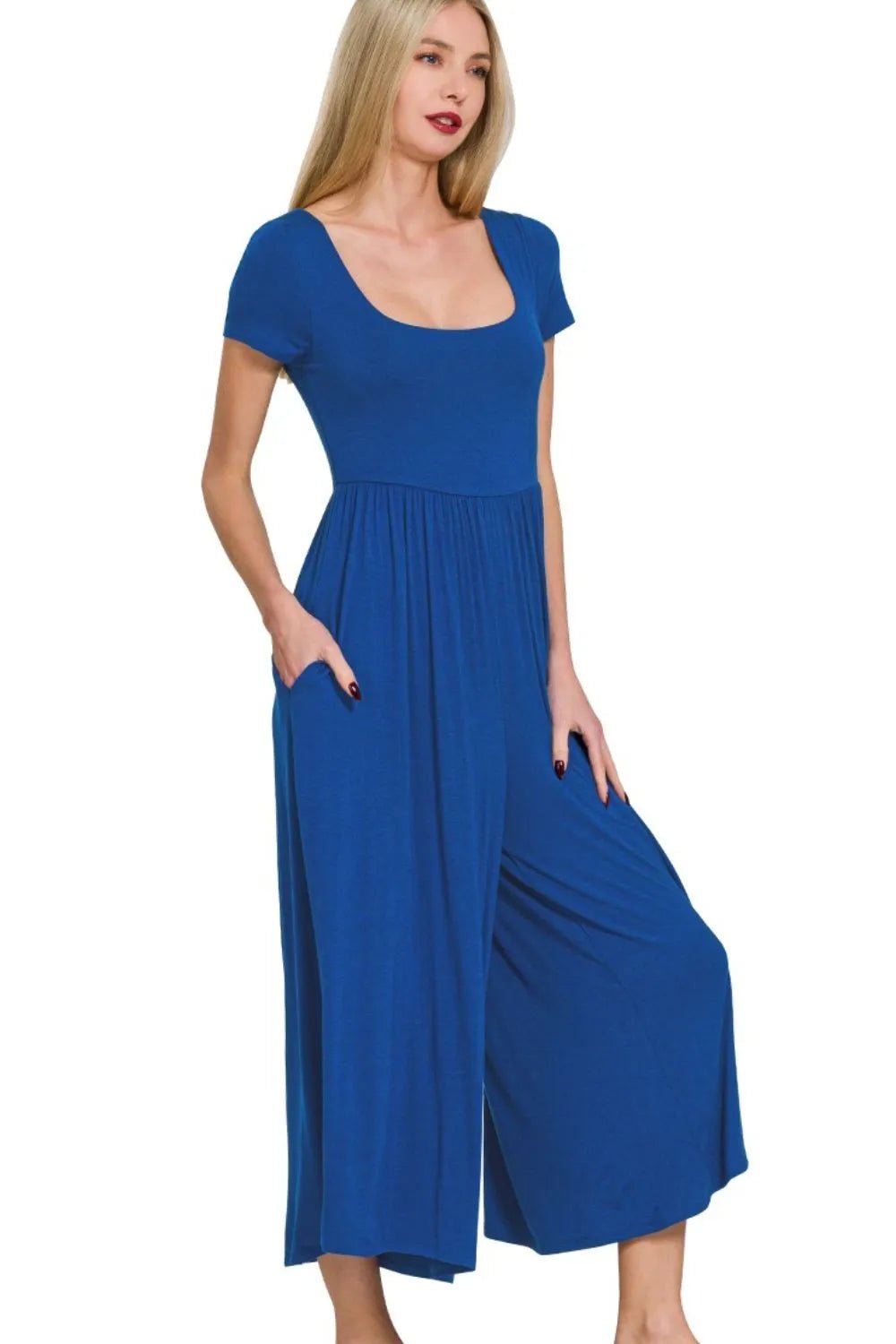 Zenana Double Layered Short Sleeve Jumpsuits - JUST - JEN BOUTIQUE