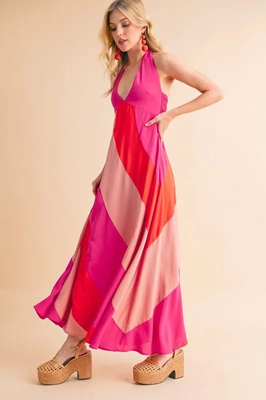 Aemi+Co Color Block Sleeveless Maxi Dress - JUST - JEN BOUTIQUE