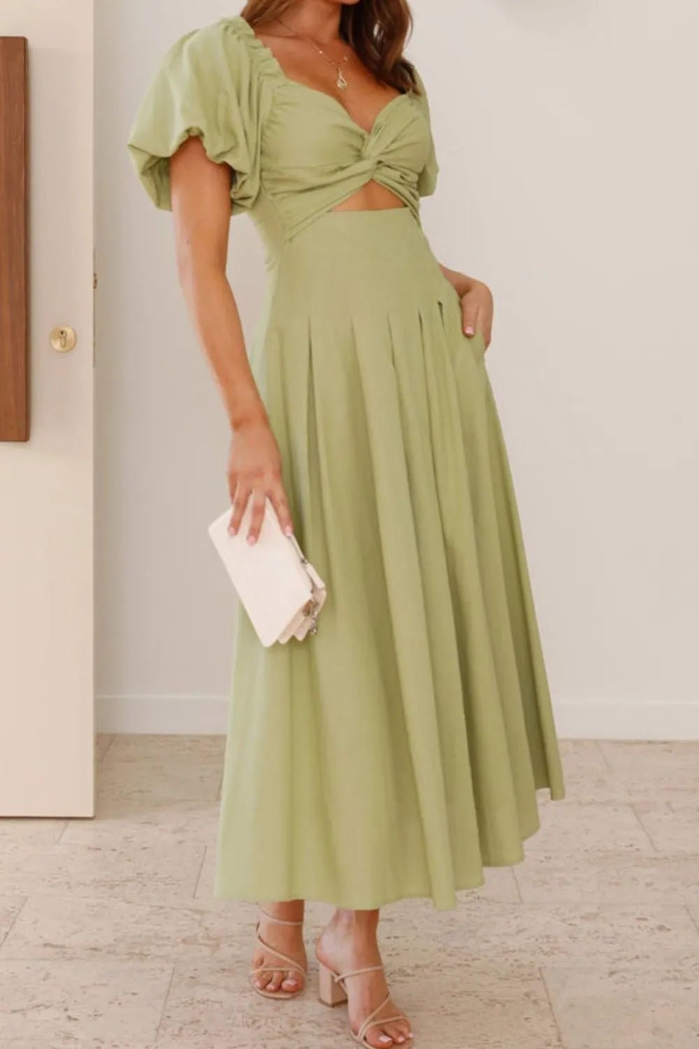 Sweetheart Neck Puff Sleeve Dress - JUST - JEN BOUTIQUE