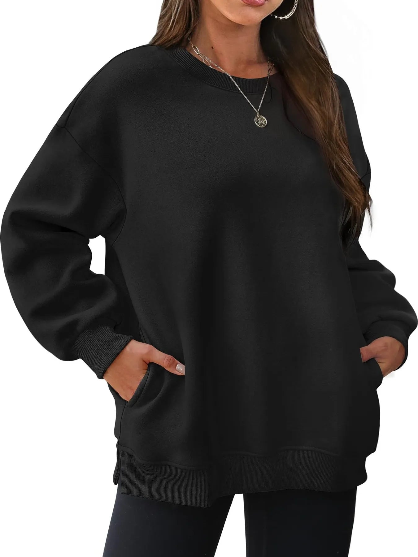Oversized Long Sleeve Crewneck Sweatshirt - JUST - JEN BOUTIQUE