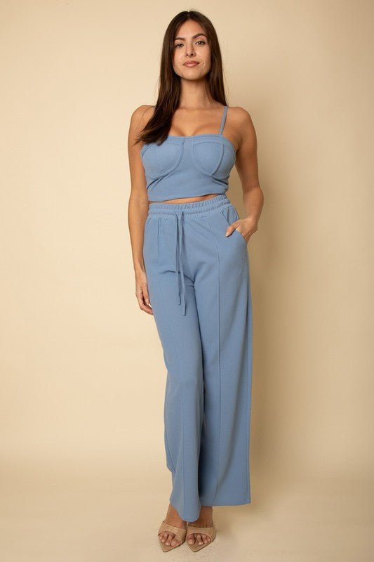 Bustier Cami Top & Slant Straight Pants - JUST - JEN BOUTIQUE