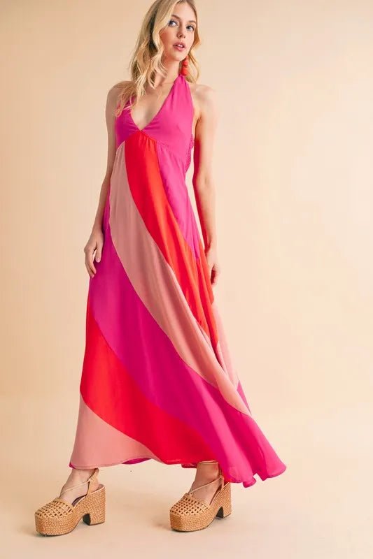 Aemi+Co Color Block Sleeveless Maxi Dress - JUST - JEN BOUTIQUE