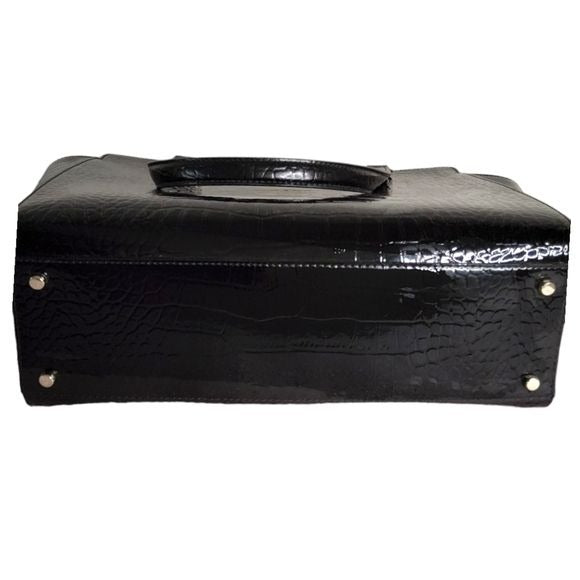 KATE SPADE New York Black Elissa Bristol Drive Croc Leather Handbag W/Dust Bag