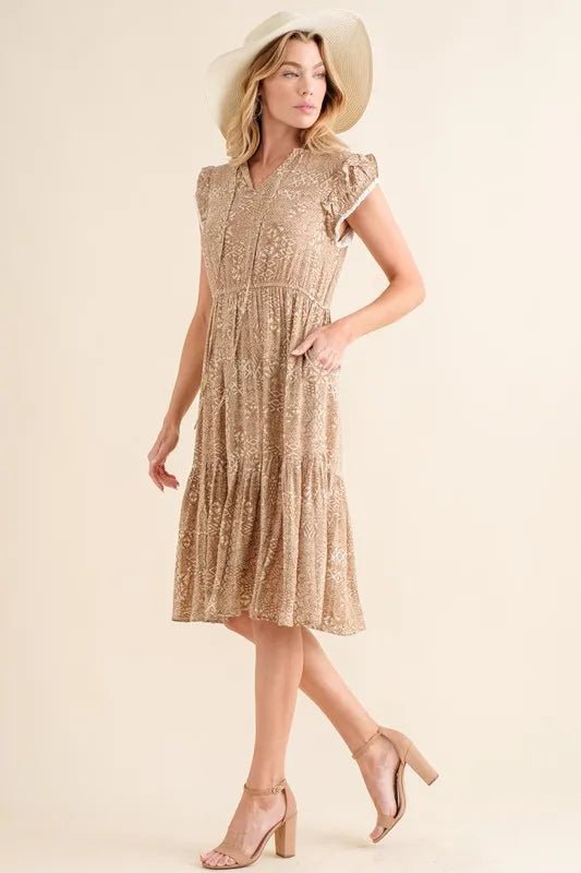 And The Why Boho Printed Tiered Maxi Dress - JUST - JEN BOUTIQUE