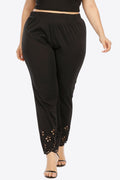 Plus Size Openwork Elastic Waist Pants - JUST - JEN BOUTIQUE