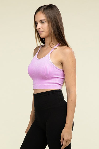 Washed Ribbed Seamless Cropped Cami Top