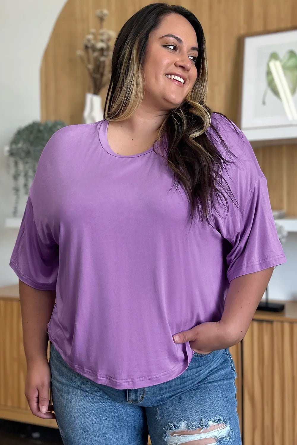 Basic Bae Bamboo Full Size Round Neck Drop Shoulder T-Shirt - JUST - JEN BOUTIQUE