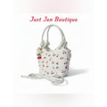 Cherry Print Faux Leather Crossbody Handbag Purse w/ Cherry Bag Charm