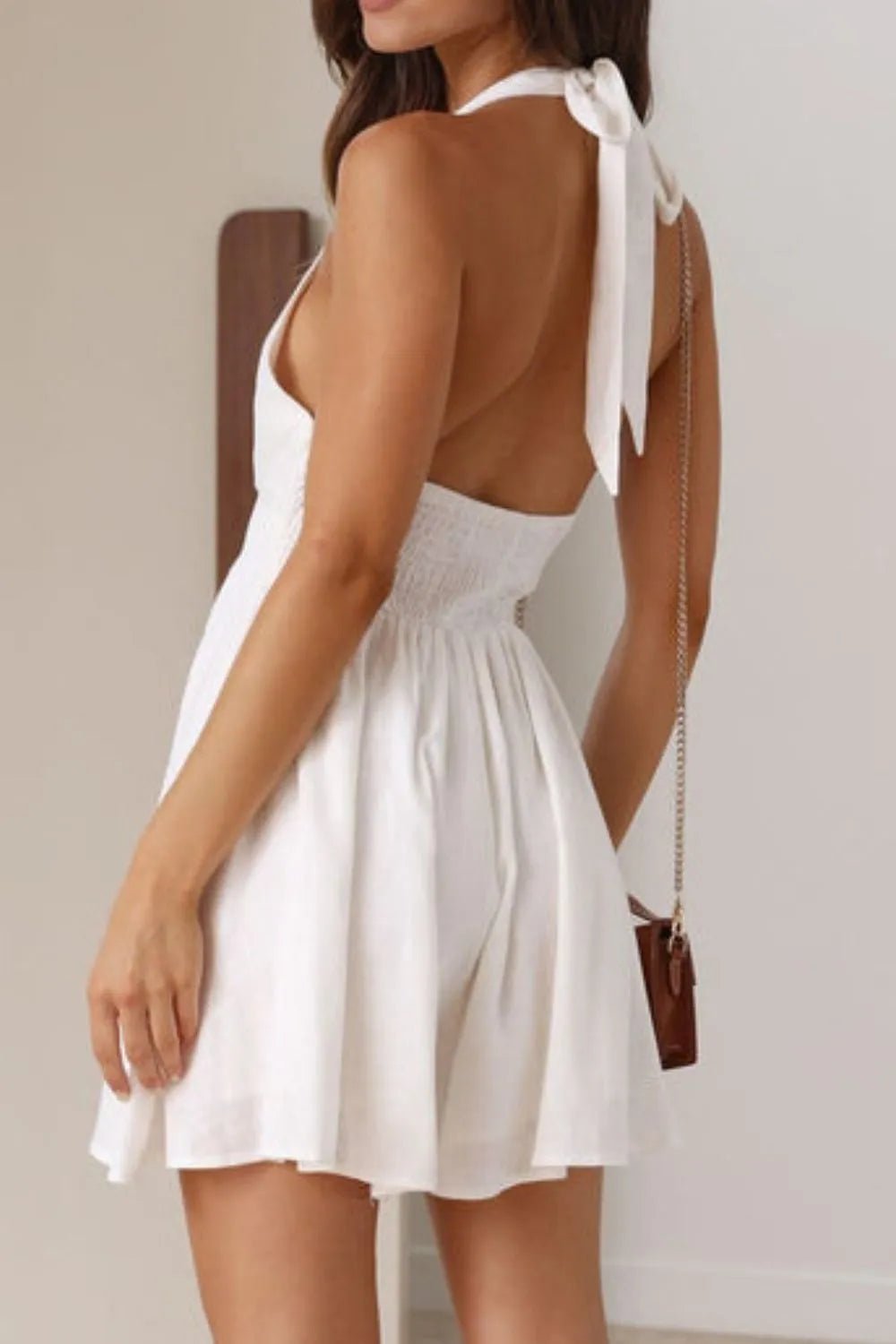 Cutout Halter Neck Mini Dress - JUST - JEN BOUTIQUE
