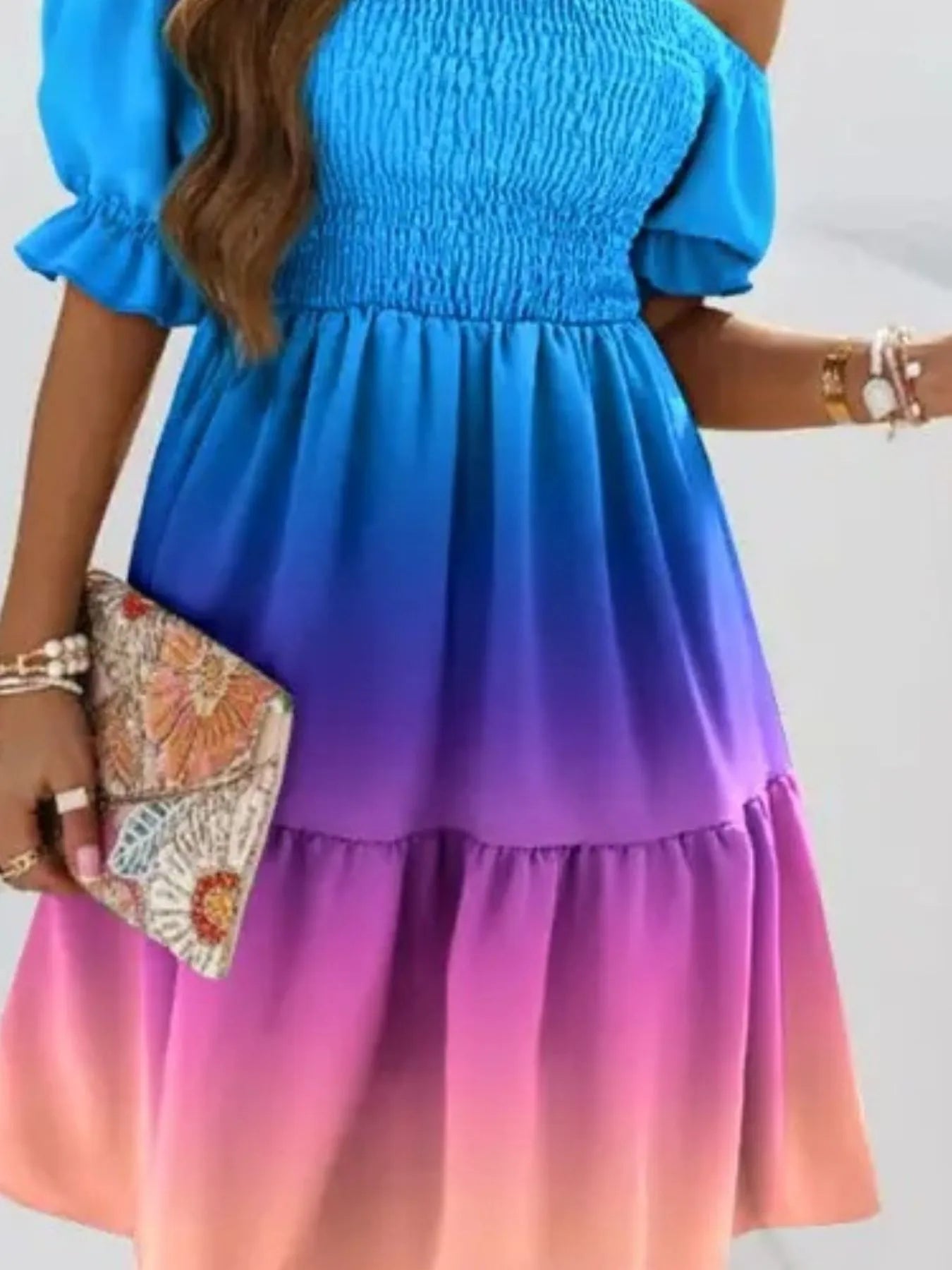 Off Shoulder Smocked Summer Dress - JUST - JEN BOUTIQUE
