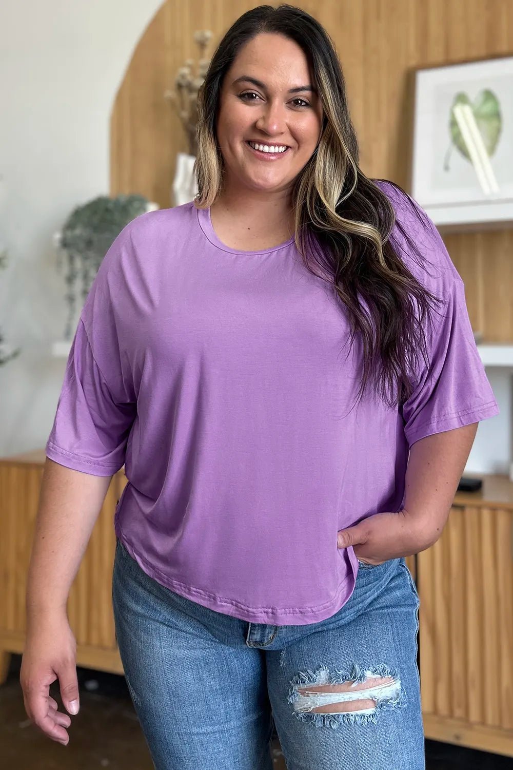 Basic Bae Bamboo Full Size Round Neck Drop Shoulder T-Shirt - JUST - JEN BOUTIQUE