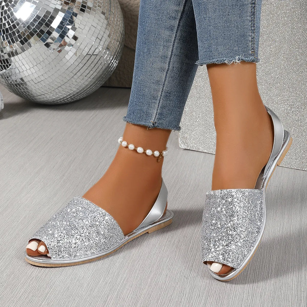 Peep Toe Flats Sandals - JUST - JEN BOUTIQUE