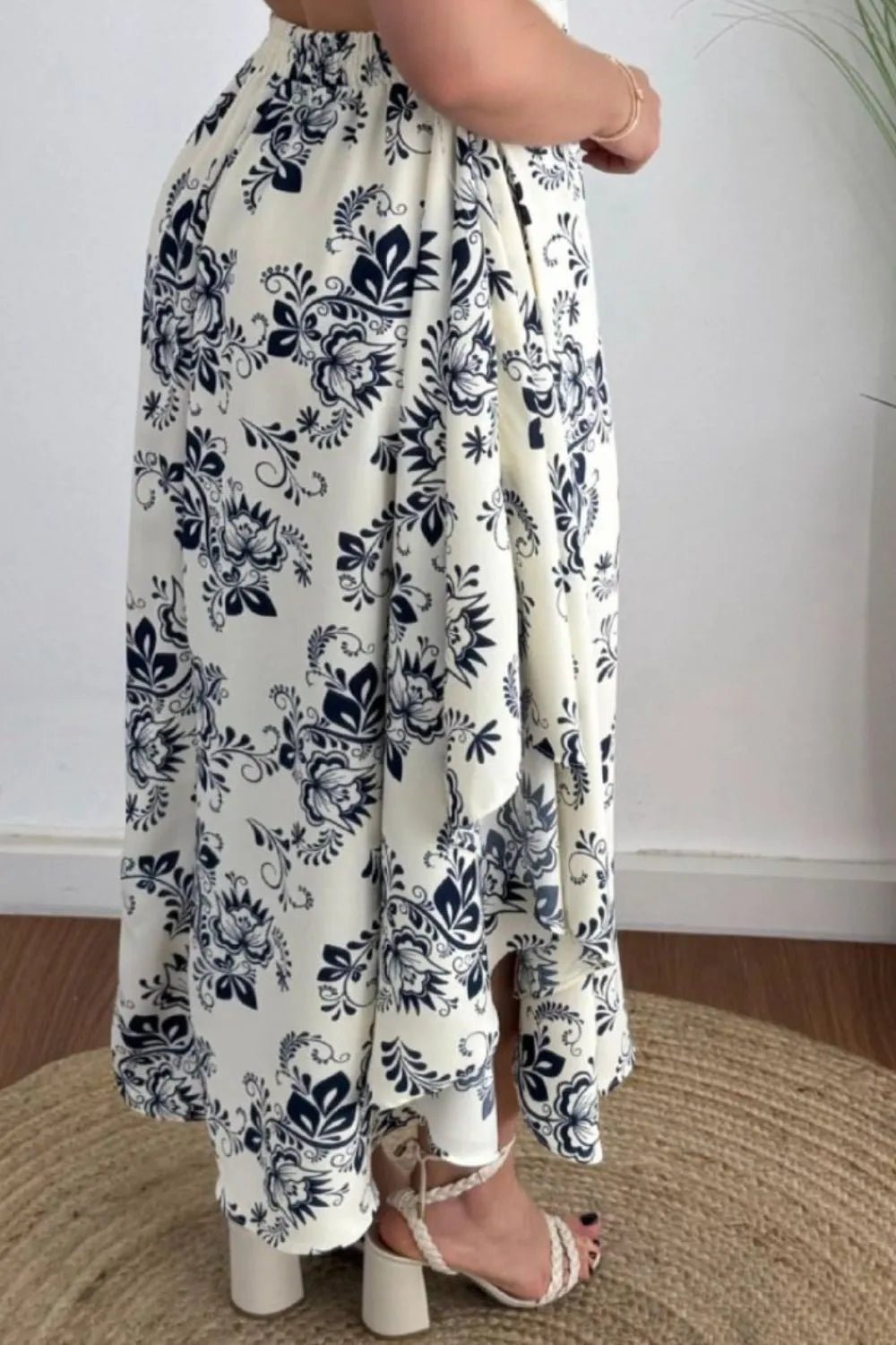 Smocked Printed Halter Neck Dress - JUST - JEN BOUTIQUE
