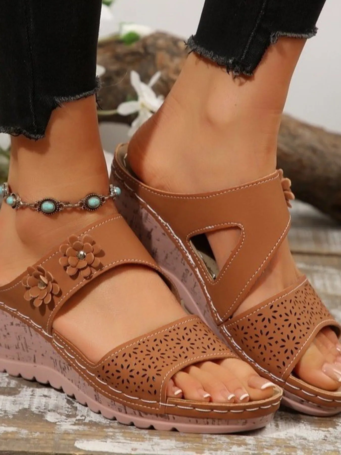 Hollow Out Comfort Wedge Sandals - JUST - JEN BOUTIQUE