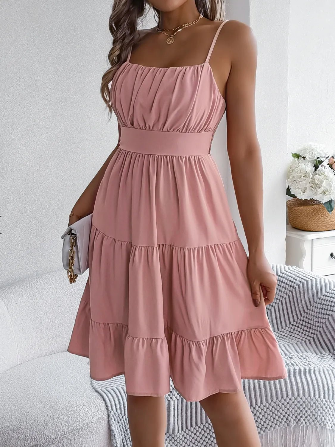 Smocked Back Tiered Cami Dress - JUST - JEN BOUTIQUE