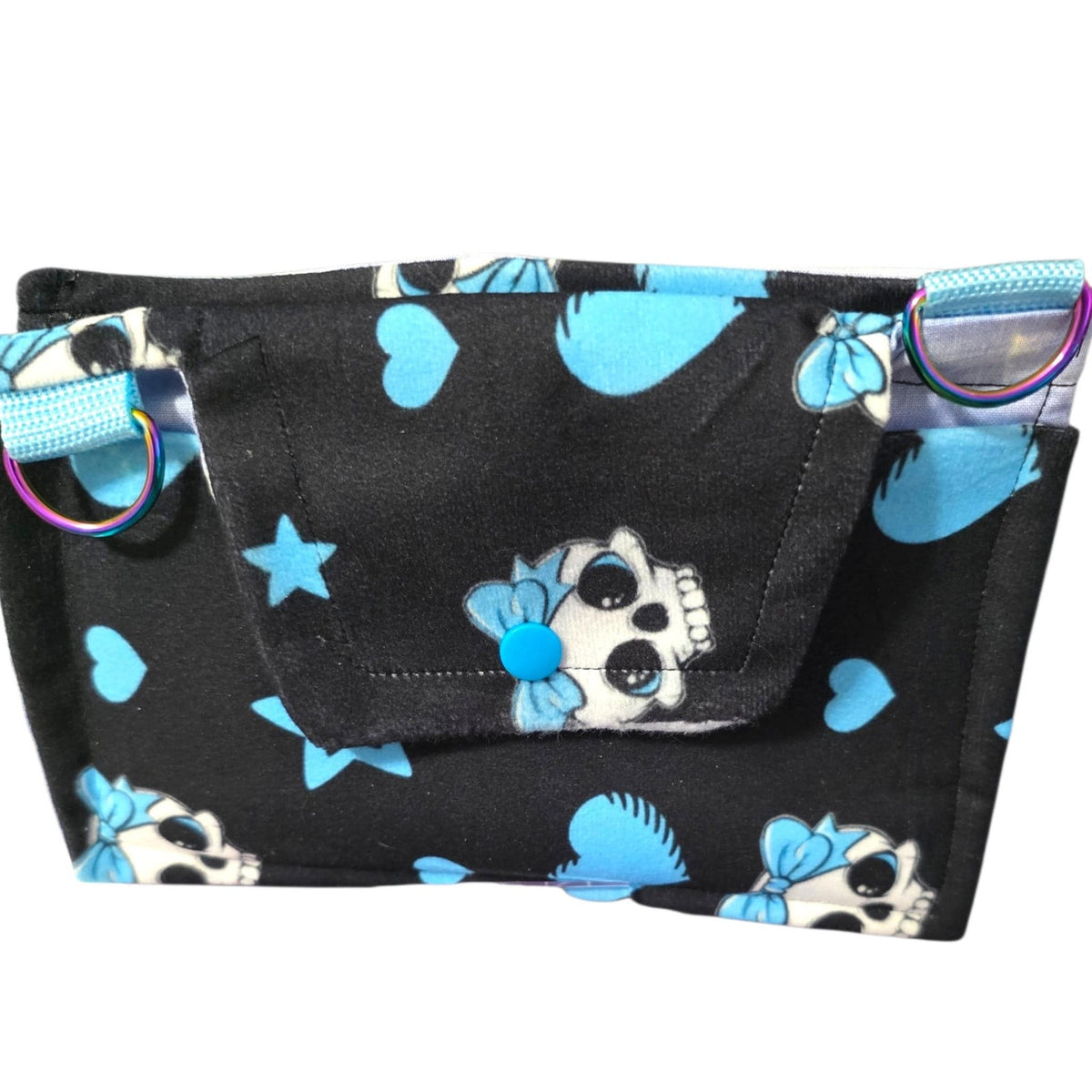 Gothic Skull Cell Phone Crossbody Bag W/3 Compartments Black & Blue