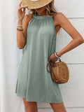 Textured Grecian Neck Mini Dress - JUST - JEN BOUTIQUE