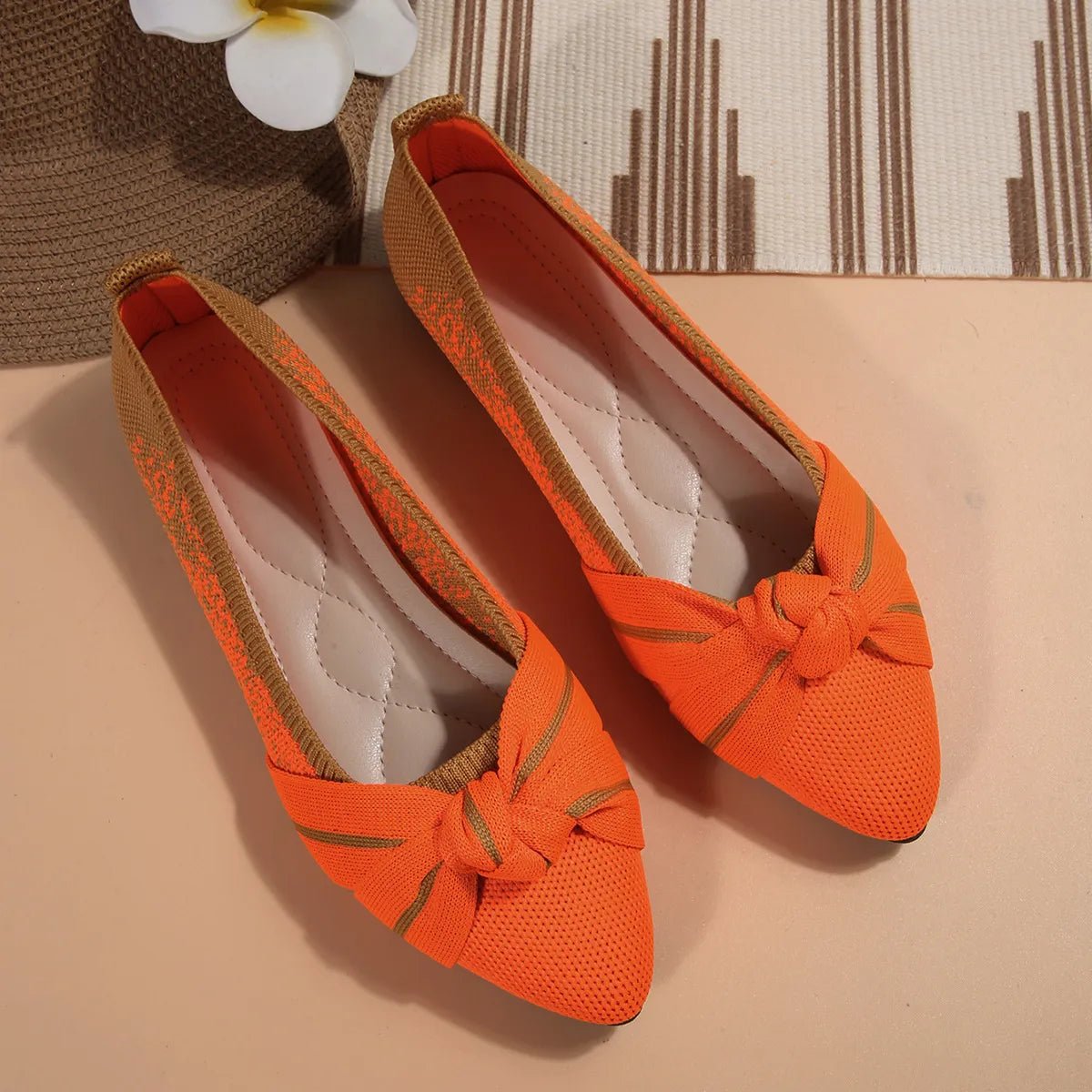 Contrast Point Toe Flats Slip - Ons - JUST - JEN BOUTIQUE