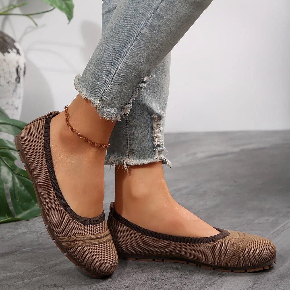 Mesh Round Toe Flat Slip - Ons - JUST - JEN BOUTIQUE
