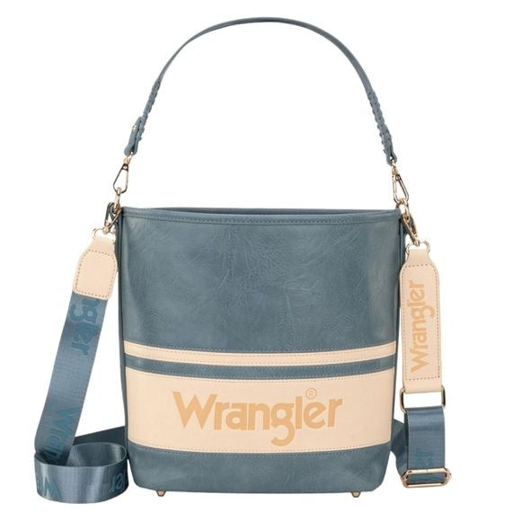 WRANGLER Vegan Leather Hobo Bucket Shoulder Bag W/ Guitar Strap