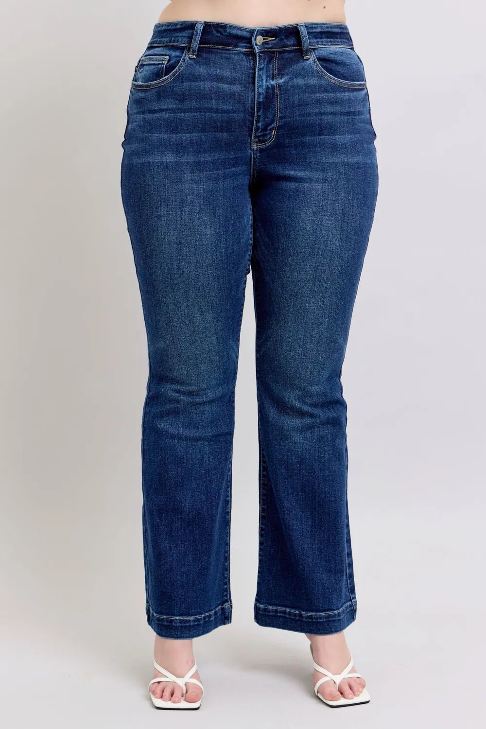 Judy Blue Full Size High Rise Flare Jeans with Pockets Plus Size - JUST - JEN BOUTIQUE