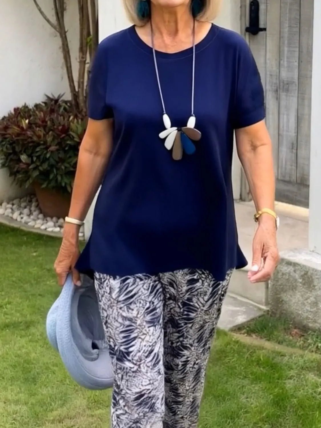 Full Size Round Neck Short Sleeve Top and Pants Set Plus Size - JUST - JEN BOUTIQUE