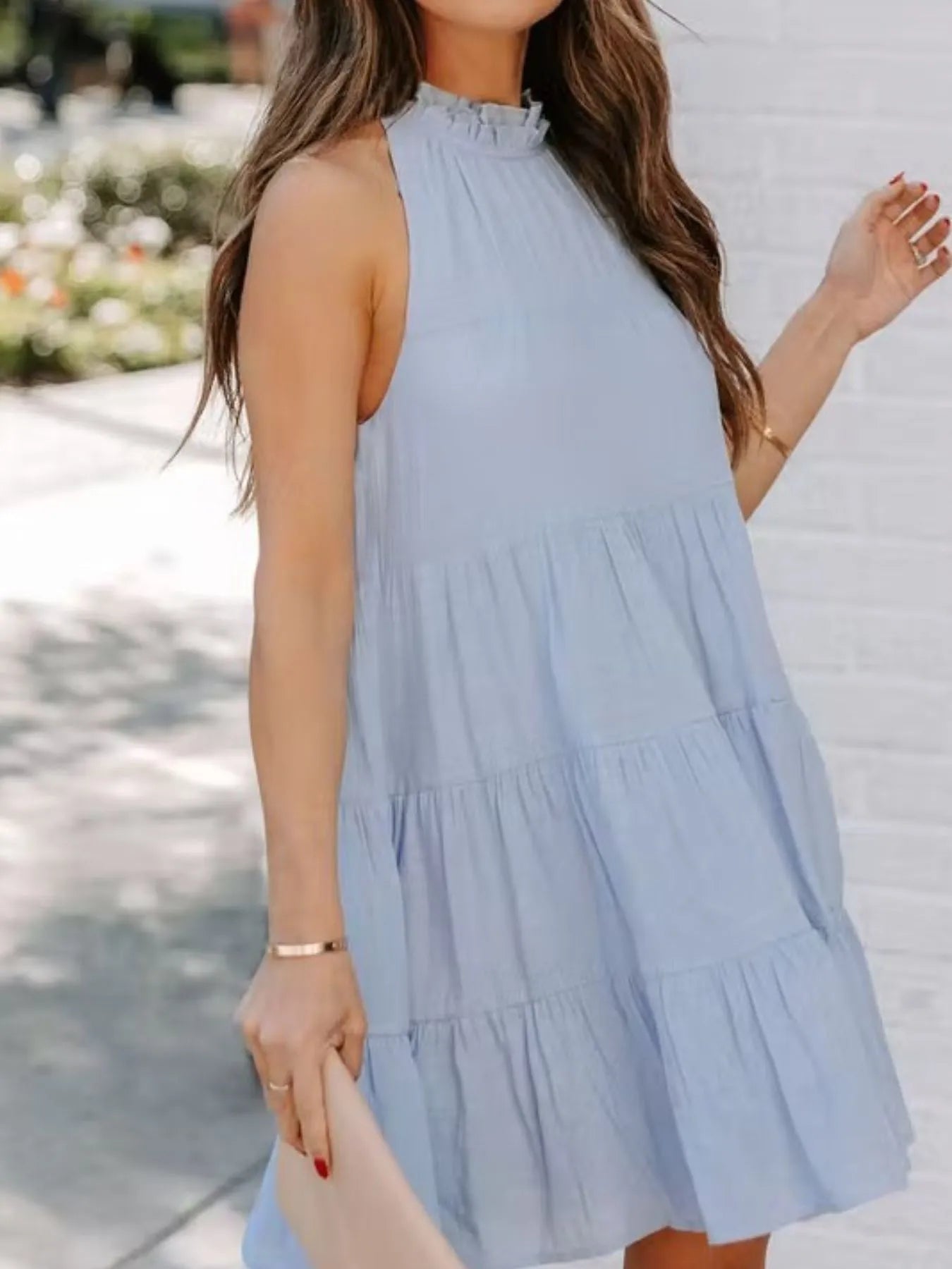Tiered Sleeveless Tie Back Mini Dress - JUST - JEN BOUTIQUE
