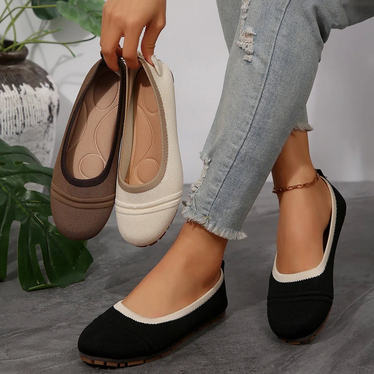 Mesh Round Toe Flat Slip - Ons - JUST - JEN BOUTIQUE