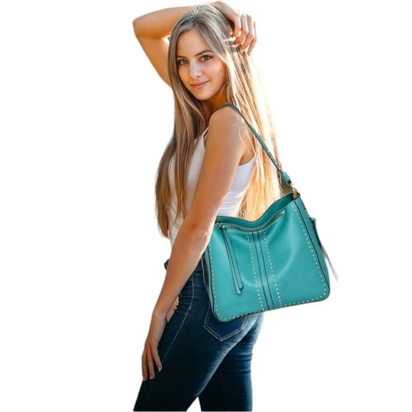 Montana West 3Pc. Turquoise Vegan Leather Hobo Crossbody Bag Set W/CC Pocket