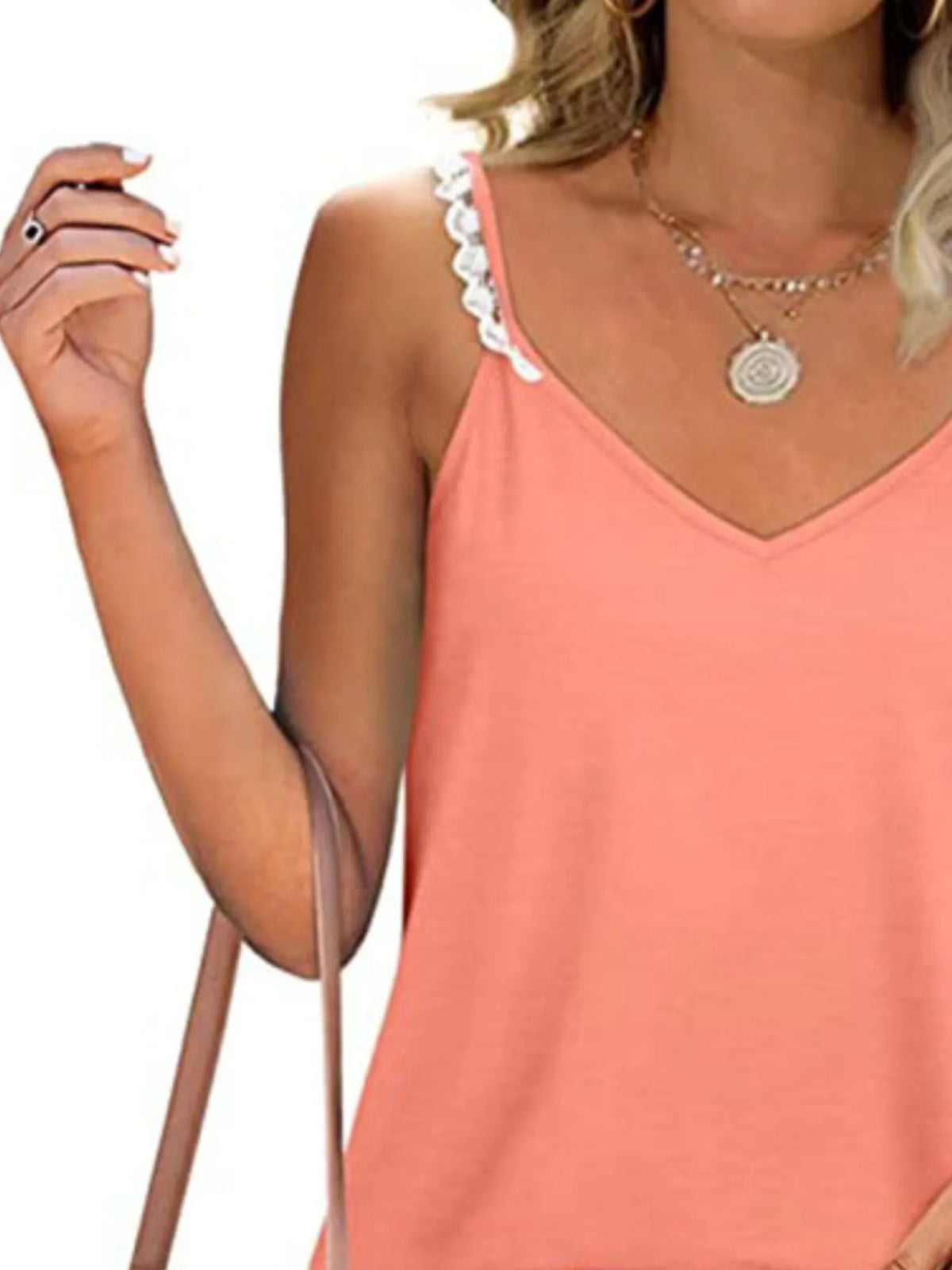 Full Size Lace Detail V - Neck Cami Plus Size - JUST - JEN BOUTIQUE