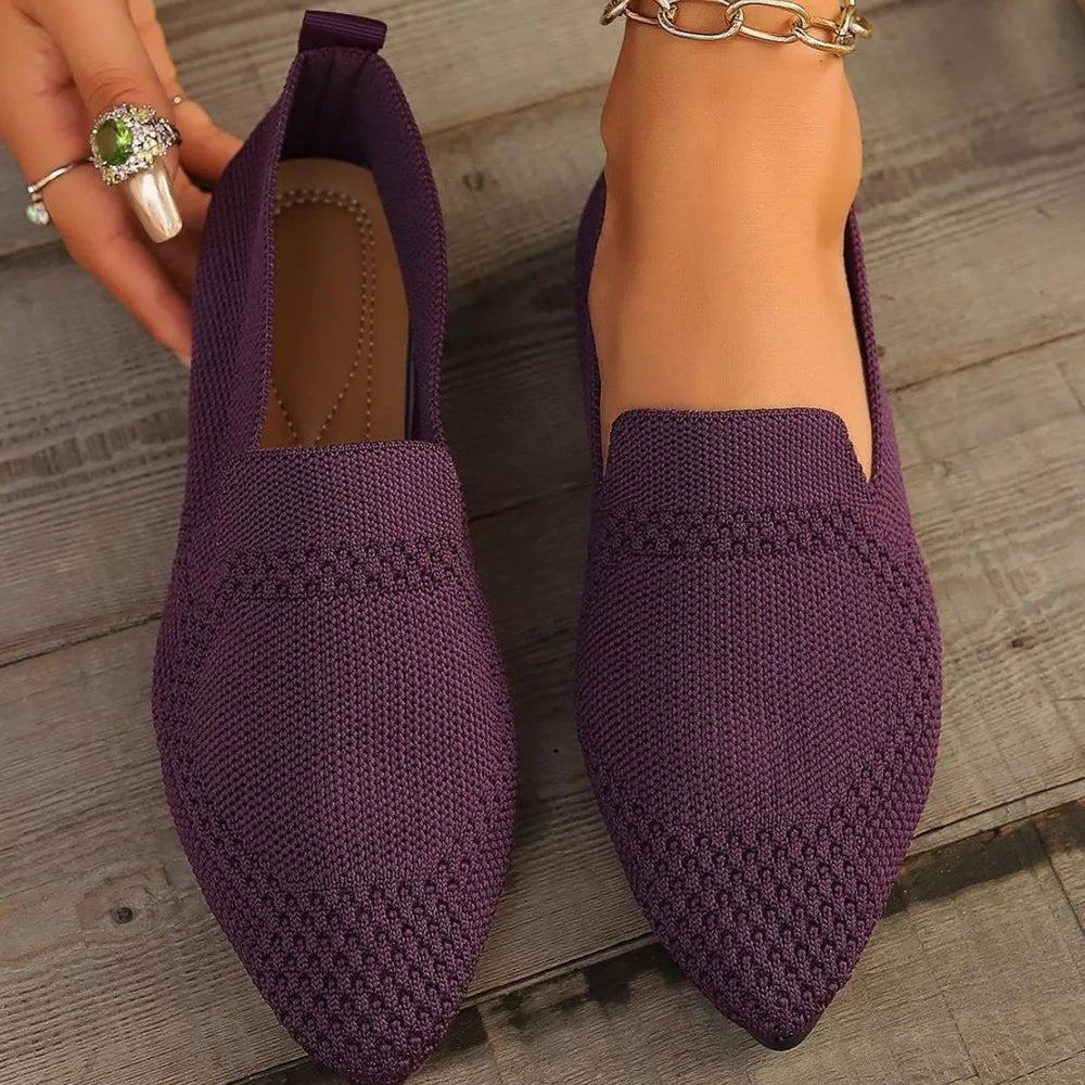 Point Toe Mesh Flats Slip - Ons - JUST - JEN BOUTIQUE