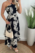 Smocked Printed Halter Neck Dress - JUST - JEN BOUTIQUE