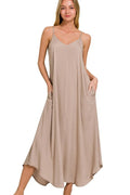 Zenana Woven Arc Hem Cami Dress With Flowy Pockets - JUST - JEN BOUTIQUE